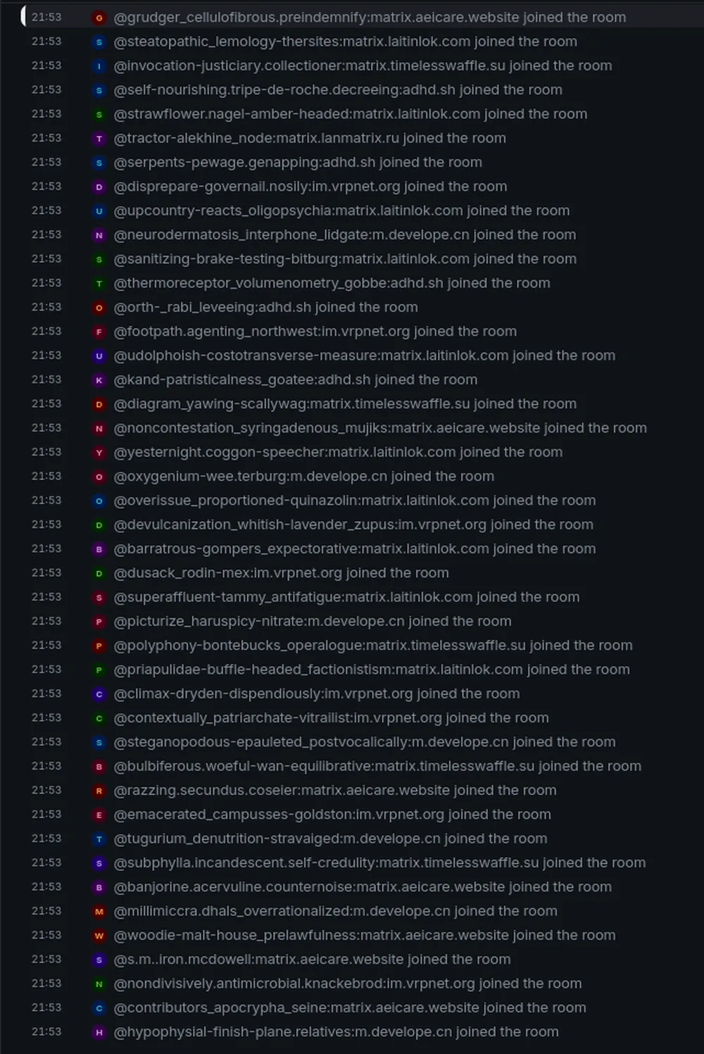 Element Web screenshot of start of raid