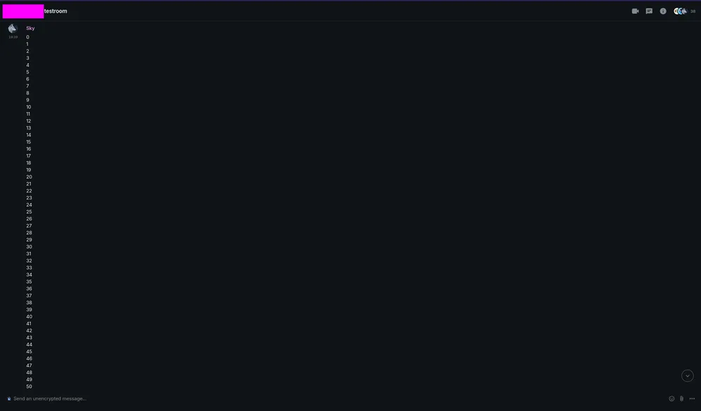 Element Web screenshot to put newlines into perspective